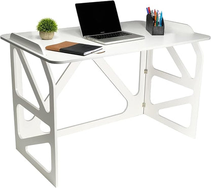 EXCELLO GLOBAL PRODUCTS Stow Away Desk with 30" x 47" Writing Surface: Perfect for Apartments, Dorms, Small Spaces and Work from Home (White)