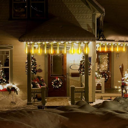 Kwaiffeo Outdoor Christmas Lights, Meteor Shower Lights 12 inch 8 Tube 192 LED Icicle Christmas Lights for Tree Thanksgiving New Year Holiday Party, Wedding Lights Wedding Decorations, Warm White