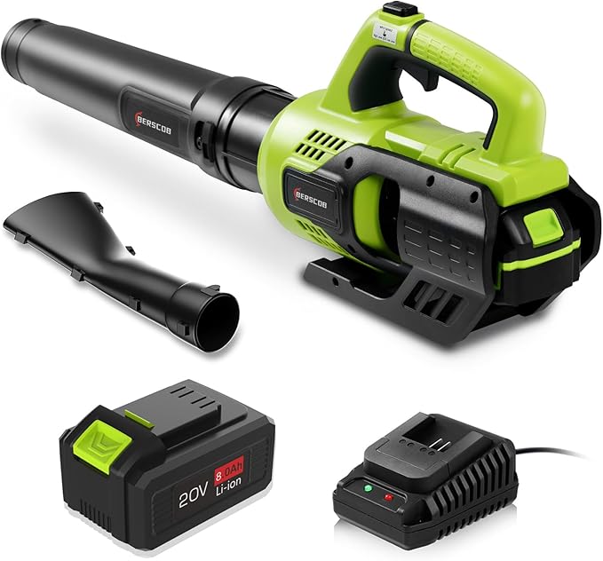Leaf Blower Cordless, 580CFM/160MPH Electric Leaf Blower with 8.0Ah Battery, Blower with Extension Nozzle, Lightweight Leaf Blowers for Lawn Care, Yard, Garage, Patio & Sidewalk