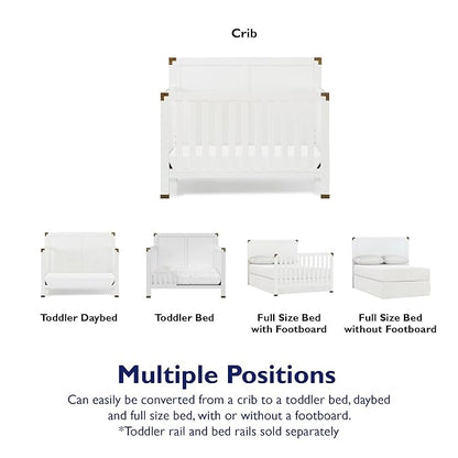 Baby Relax Miles 5-in-1 Convertible Crib, Nursery Furniture, Classic White