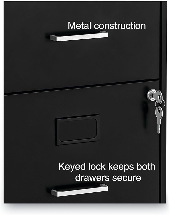 Alera 2806262 14 in. x 18 in. x 24.1 in. Soho 2-Drawer Vertical Letter File Cabinet - Black