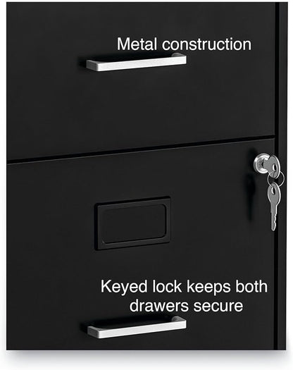 Alera 2806262 14 in. x 18 in. x 24.1 in. Soho 2-Drawer Vertical Letter File Cabinet - Black