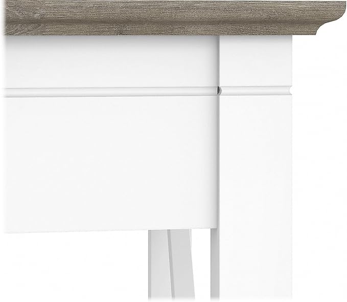 Bush Furniture Key West 60W L Shaped Desk with 2 Drawer Mobile File Cabinet in Pure White and Shiplap Gray