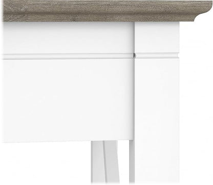 Bush Furniture Key West 60W L Shaped Desk with 2 Drawer Mobile File Cabinet in Pure White and Shiplap Gray