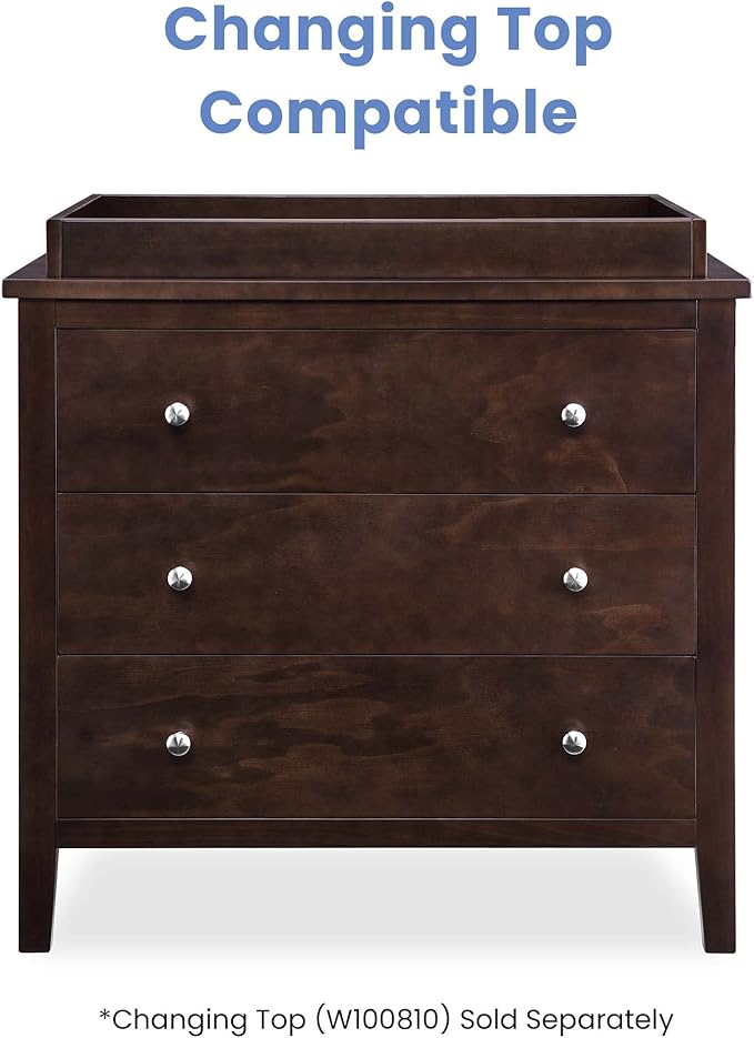 Delta Children Campbell 3 Drawer Dresser, Walnut Espresso