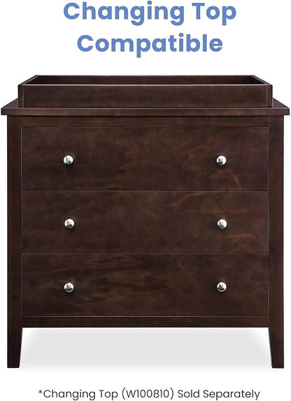 Delta Children Campbell 3 Drawer Dresser, Walnut Espresso