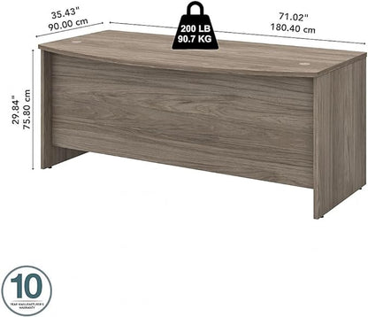 Bush Business Furniture Studio C Bow Front Desk, 72W x 36D, Modern Hickory