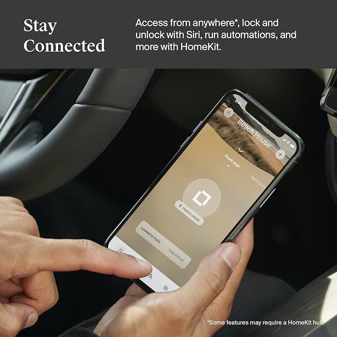 Level Lock Smart Lock - World's Smallest Smart Lock - Level App for iOS & Android - Works with Apple Home (Satin Nickel)