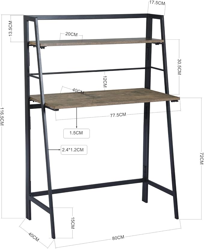 FurniturerR Folding Computer Desk 39.4'' Inch Foldable Home Office Writing Desk Student Study Modern Wooden Desk Laptop Desk Sturdy Work PC Table (Brown, 39.4 x 19.7 x 50.2 inches)