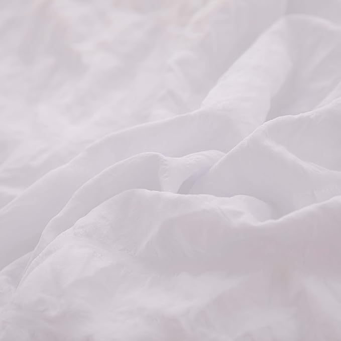 Seersucker Light White Bed Comforter Sets Queen Size for Women Boho White Seersucker Bedding Set 5 Pieces-Microfiber Lightweight Soft Bed Set for All Season,Queen