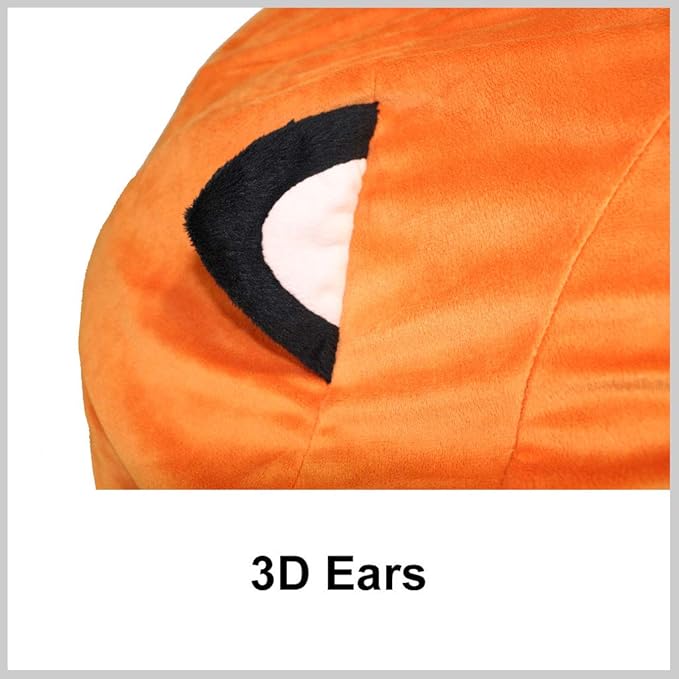 Extra Large Animal Bean Bag Chair Cover and Soft Toy and Linen Storage Organizer for Room Decor (Fox)