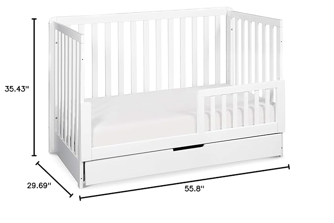 Carter's by DaVinci Colby 4-in-1 Convertible Crib with Trundle Drawer in White, Greenguard Gold Certified, Undercrib Storage