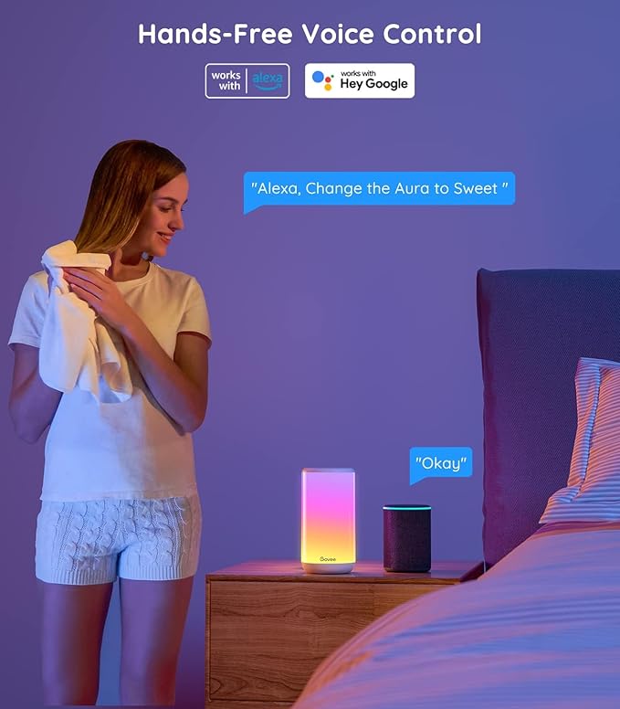 Govee RGBIC Table Lamp, Smart Lamp Work with Alexa, LED Lamp with Music Sync and 43 Scene Modes, Color Changing Lamp for Bedroom Decor, Dimmable Night Light (Corded Electric)