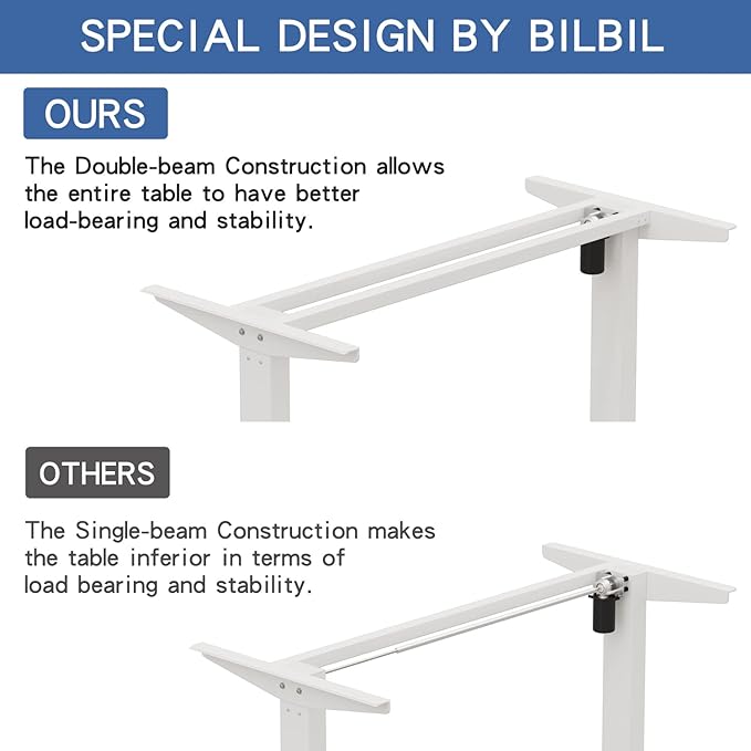 Adjustable Height L-Shaped 59 Inch Electric Standing Desk - Sit Stand Computer Desk, Stand Up Desk Table for Home Office, White Frame and Oak Top
