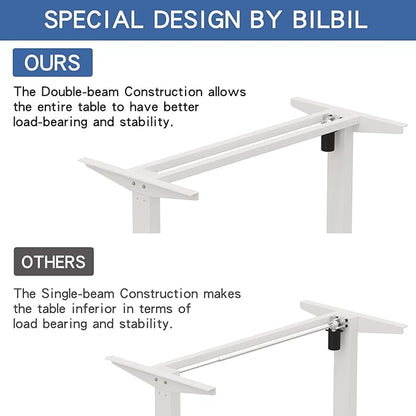 Adjustable Height L-Shaped Electric 59 Inch Sit-Stand Computer Desk with 3 Splice Boards, Lockable Casters-Ideal for Home Office, 59Inch, Oak
