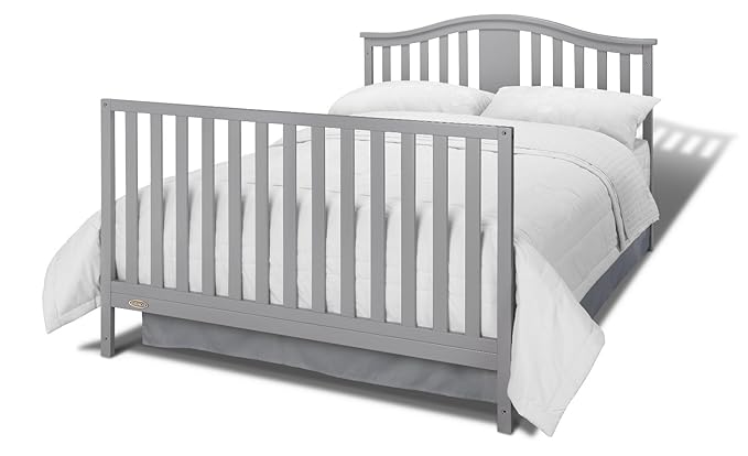 Graco Solano 4-in-1 Convertible Crib and Changer with Drawer (Pebble Gray) – Crib and Changing Table Combo with Drawer, Includes Changing Pad, Converts to Toddler Bed, Daybed and Full-Size Bed