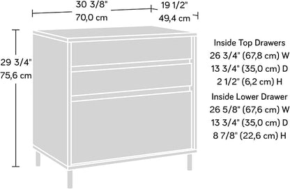 Sauder Acadia Way Lateral File, L: 30.32" x W: 19.45" x H: 29.76", Raven Oak Finish