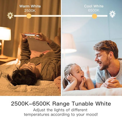 TREATLIFE Smart Light Bulbs, WiFi LED Light Bulb, Dimmable Smart Bulb Works with Alexa, Google Home, SmartThings, Warm White& Cool White(2700K-6500K), 2.4Ghz, 800LM, E26, A19, 9W, No Hub Required