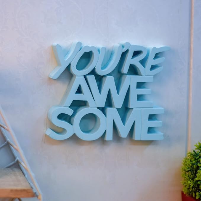 You are Awesome Blue Fancy Showpiece - Creative Home Décor for Kids' Rooms and Study Tables for Students (6.5 x 5.60 inch) - Engineered Wood Decorative Item