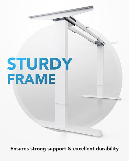 HUANUO 265 lbs Dual Motor Electric Standing Desk Frame, Thick T-Shaped Desk Legs Made of Automotive-Grade Steel, for Max 90″ x 31.5″ Desktop, Height Adjustable Desk Frame for Home Office, Frame Only
