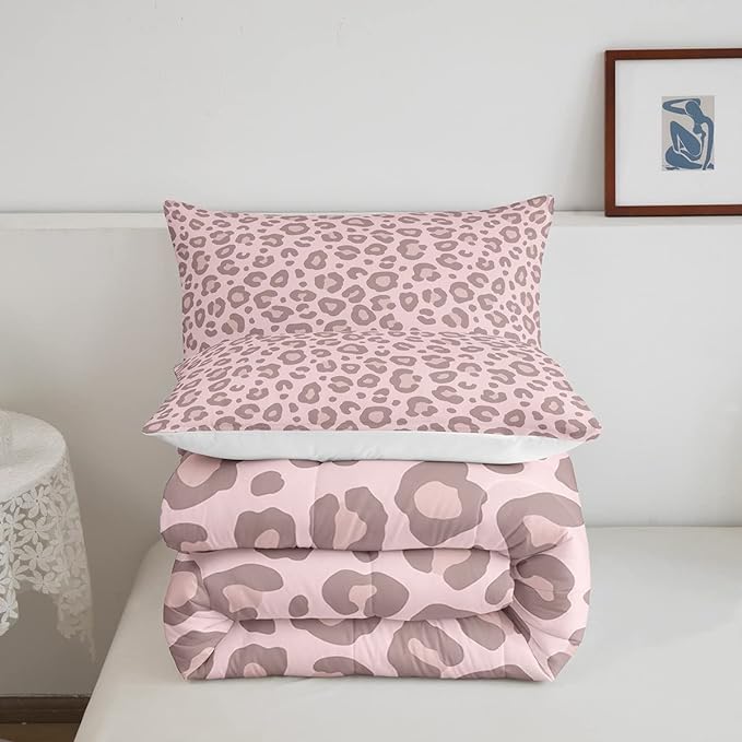 Pink Leopard Skin Comforter Leopard Print Comforter Set For Kids Boys Girls Africa Cheetah Printed Children Bedding Set Ultra Soft Decor Safari Animal Fur Pattern Duvet Set Queen Size Quilt Set