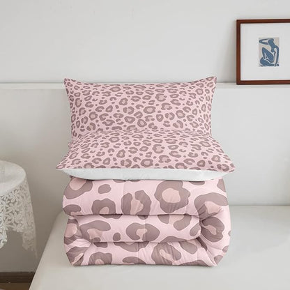 Pink Leopard Skin Comforter Leopard Print Comforter Set For Kids Boys Girls Africa Cheetah Printed Children Bedding Set Ultra Soft Decor Safari Animal Fur Pattern Duvet Set Queen Size Quilt Set