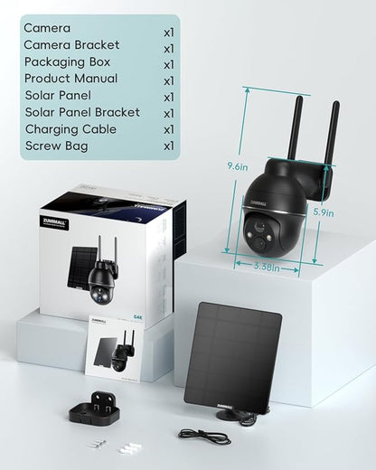 ZUMIMALL 4G LTE Cellular Solar Security Camera Wireless Outdoor, 2K No WiFi Security Camera Solar Powered with Color Night Vision, 2-Way Talk, Motion Alert, Cloud, SIM Included（US Version）