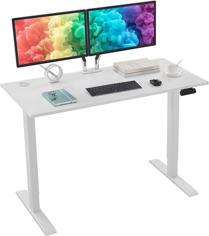 Sunon Sit Laptop Computer Writing Workstations with 3 Pre-Set and USB Port 48" for Home Office Smart Advanced Standing Desk, White
