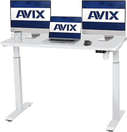 AVIX Whole Piece Electric Standing Desk, 48 x 24 Inches Height Adjustable Desk, Sit Stand Desk Home Office Desks, White