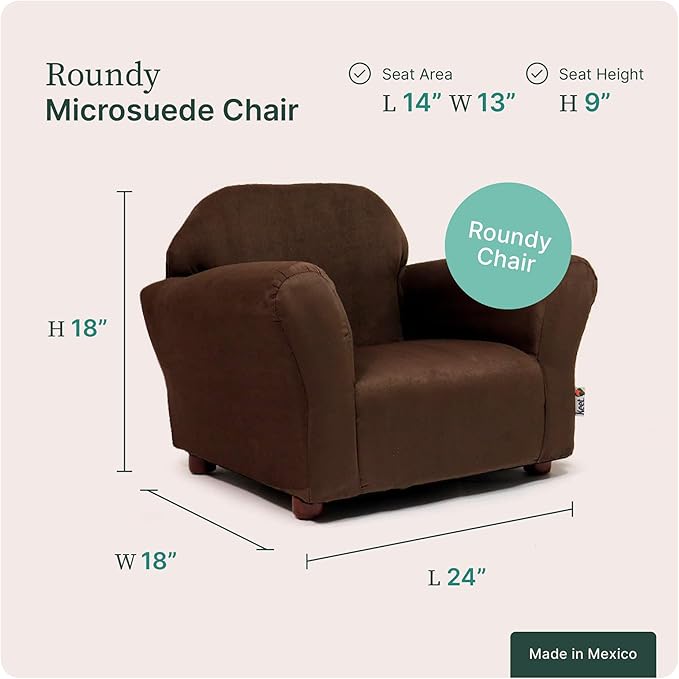 Keet Microsuede Children's Chair, Roundy, Brown