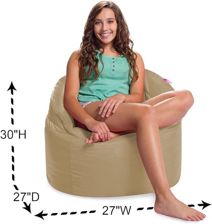 Posh Creations Structured Comfy Bean Bag Chair for Gaming, Reading, and Watching TV, Sonoma Lounge, Microsuede - Camel