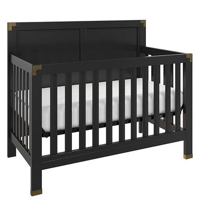 Baby Relax Miles 5-in-1 Convertible Crib, Solid Pine Wood, Black