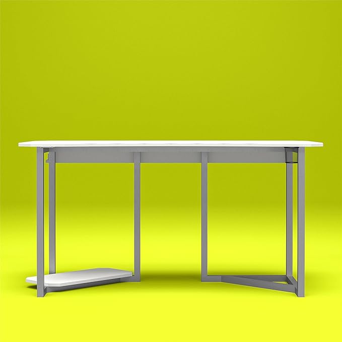 Quest Gaming Desk with CPU Stand, White