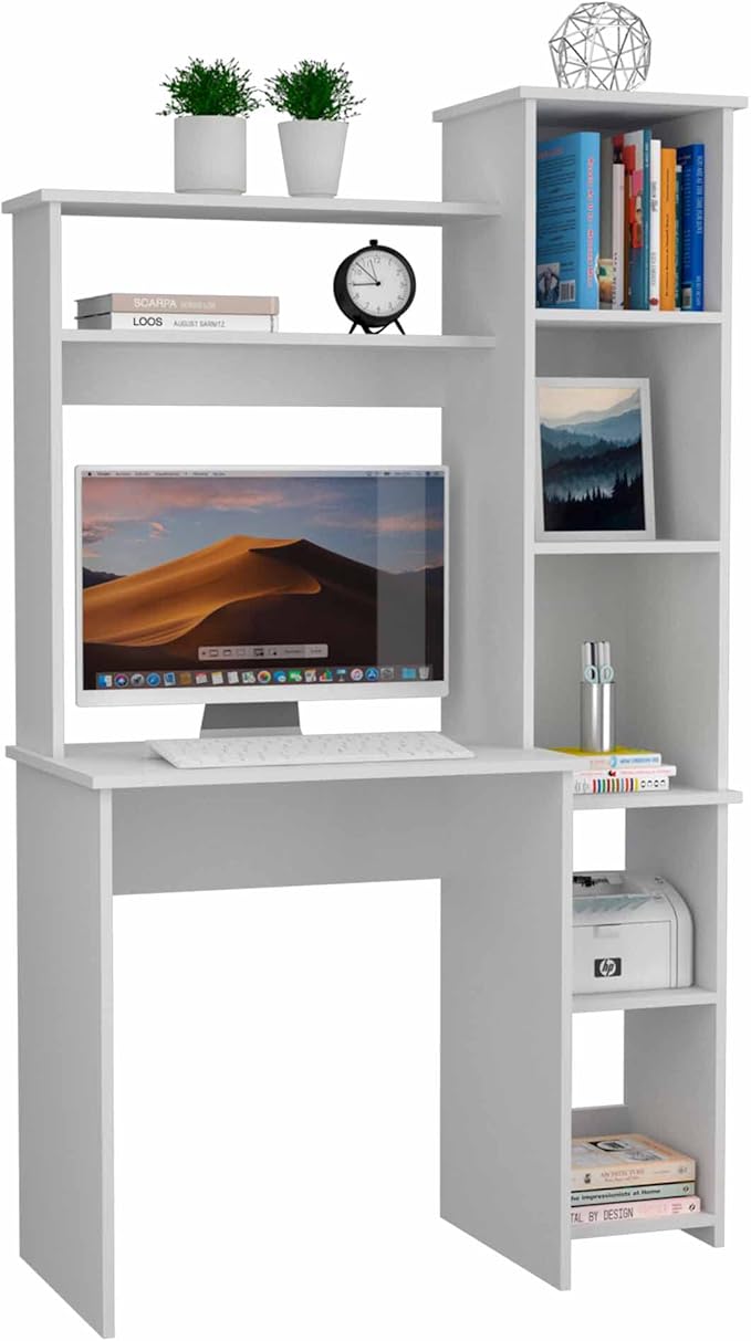 NicBex Laik-DW-00076-DX Desks, 38.7" W x 17.8" D x 63.9" H, White