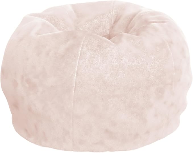 Flash Furniture Dillon Small Blush Furry Bean Bag Chair for Kids and Teens