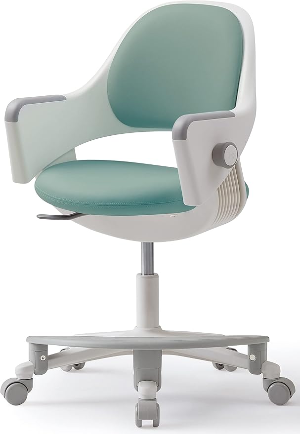 SIDIZ ringo Kids Desk Chair : Ergonomic Kids Chair with Footrest, 4-Step Growing Function, Adjustable Seat Height, Sit-Locking Casters, Swivel Type Kids Chair (Mint Green Chair)