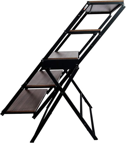 Origami modern 2 in 1 shelf to table Style, Organizer Deco Rack magically turn to a table/desk in a second, fully assembled, patent pending, Black/walnut (STT-WLN)