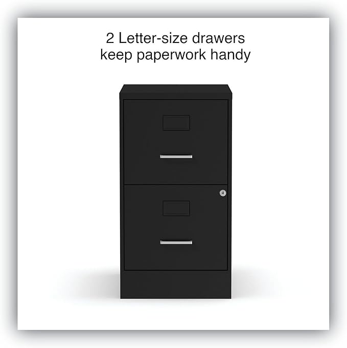 Alera 2806262 14 in. x 18 in. x 24.1 in. Soho 2-Drawer Vertical Letter File Cabinet - Black
