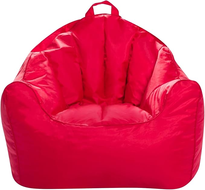 Posh Creations Structured Comfy Bean Bag Chair for Gaming, Reading, and Watching TV, Malibu Lounge, Soft Nylon-Red