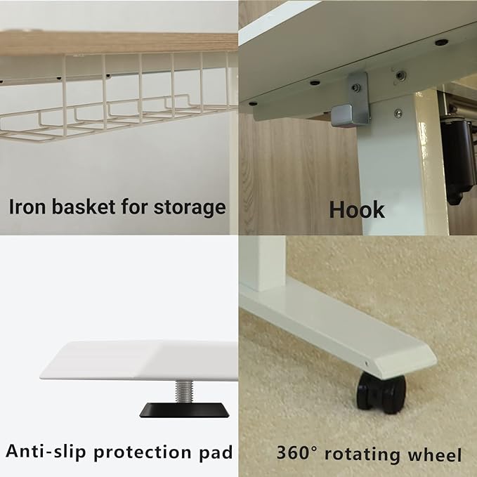 Standing Desk Adjustable Height Desk,63x30Inches, Stand Up Desk Table for Home Office, Home Office Computer Desk,Memory Preset,Height adjustments from 28" to 46" White&Oak