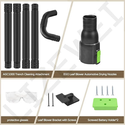 Gutter Cleaning Attachment Replaces AGC1000 Cleaning Kit & Mounting Bracket Kit for EGO 530CFM 580CFM 575CFM 650CFM 615CFM LBX6000, W/Battery Holders - Easily Clear Leaves And Debris From Gutters