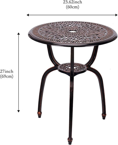 3 Piece Bistro Set,Outdoor Patio Set,Anti-Rust Cast Aluminum Bistro Table Set for Park Yard Front Porch Furniture(New Brown)…