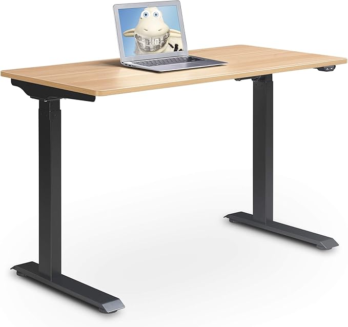 Serta Creativity Electric Height Adjustable Desk, 47" Inch Wood Desktop Sit Stand Table for Office, Work from Home Furniture, Easy to Assemble, Light Brown