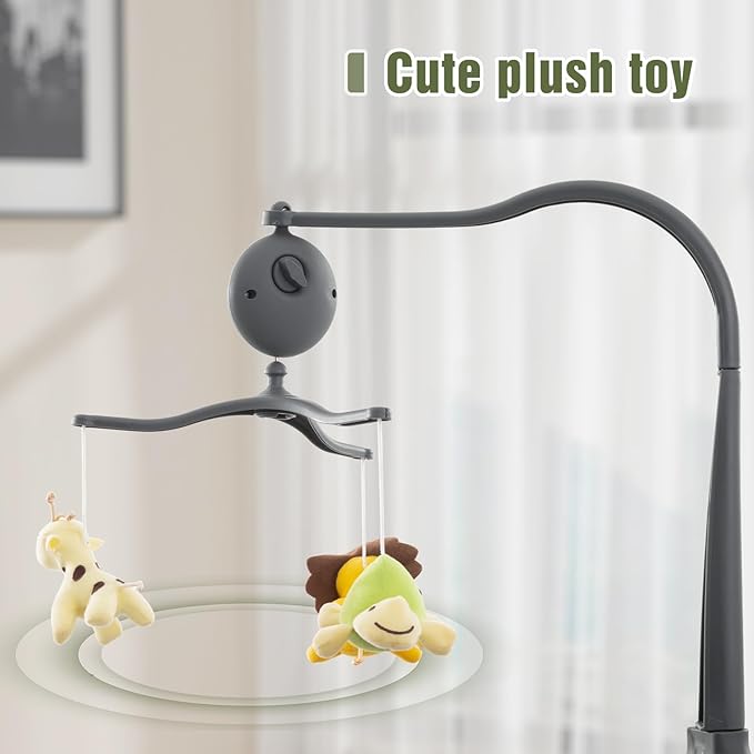 5 in 1 Infant Newborn Baby Crib,Baby Bassinet Bedside Cribs,Pack and Play with Bassinet and Changing Table,Portable Travel Baby Playpen with Bassinet Toys & Music Box,Portable Travel Crib,Dark Gray