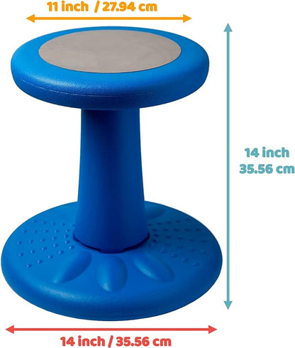 Studico ActiveChairs Kids Wobble Stool, Flexible Seating for Preschool & Elementary Classrooms, Improves Focus, Posture & ADHD/ADD, 14" Active Desk Chairs, Ages 3-7, Blue