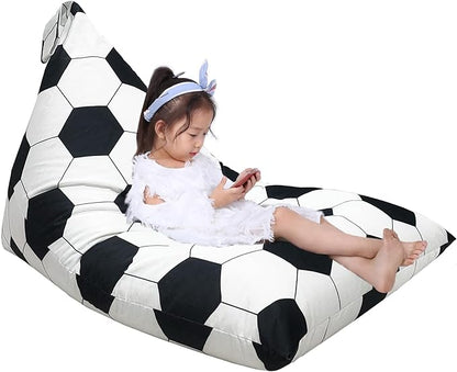 Jorbest Stuffed Animal Storage, Soccer Stuffed Animal Bean Bag Storage, Soccer Bean Bag Chair Cover for Kids, Luxury Velvet Stuffie Seat - Cover ONLY (200L/52 Gal)