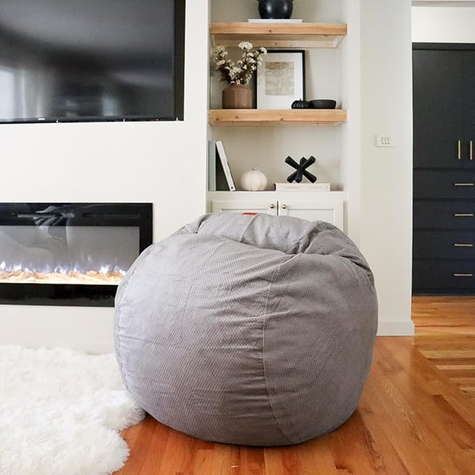 CordaRoy's Chenille Bean Bag Chair, Convertible Chair Folds from Bean Bag to Lounger, As Seen on Shark Tank, Charcoal - Full Size