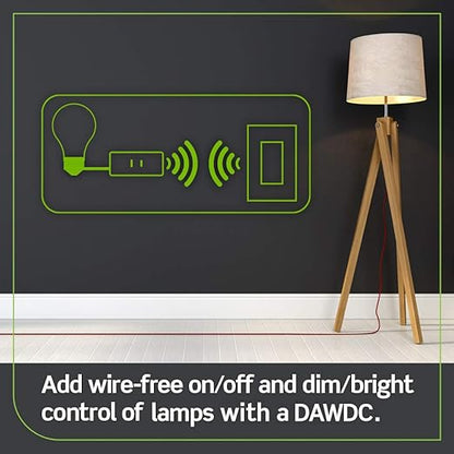 Leviton Decora Smart Dimmer Plug, Wi-Fi 2nd Gen, Works with Matter, My Leviton, Alexa, Google Assistant, Apple Home/Siri & Wire-Free Anywhere Companions for Switched Outlet, D23LP-2RW, White