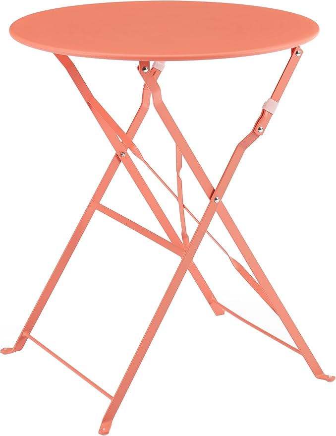 Crosley Furniture CF7390-CO Karlee Retro Metal Indoor/Outdoor 3-Piece Bistro Set with Table and 2 Chairs, Coral