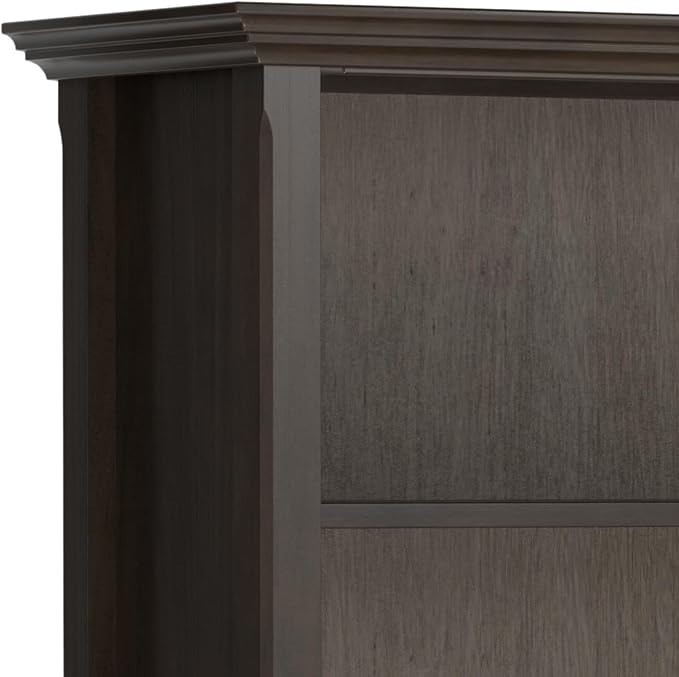 SIMPLIHOME Amherst SOLID WOOD Transitional 5 Shelf Bookcase for The Living, Study Room and Office, 36 inch, Hickory Brown